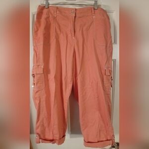 Cato Brand Plus Size Casual Cropped Cargo Pants Coral Size 16W